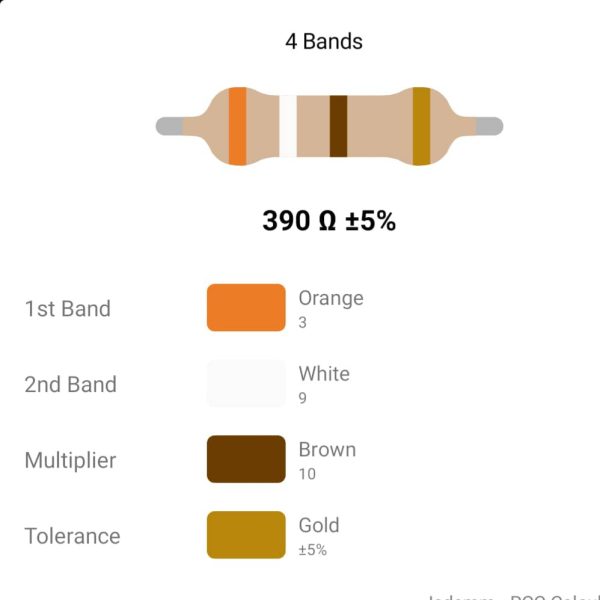 RESISTOR 1W 390R %5 – مقاومت 1 وات 390 اهم ۵% کربنی