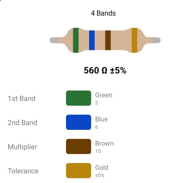 RESISTOR 1W 560R %5 – مقاومت 1 وات 560 اهم ۵% کربنی