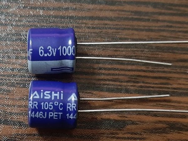 AiSHi 6.3V 1000uF – خازن الکترولیت، ۶.۳ ولت، 1000 میکروفاراد